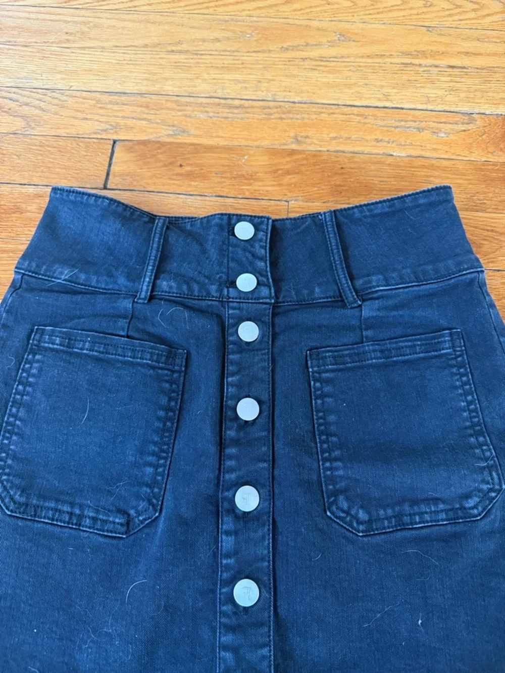 Pilcro Black Button-Front Denim Mini Skirt - Picture 4 of 6